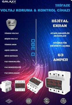 Galaxy D380 Trifaze Daire Voltaj ve Akım Koruyucu Kontrol Cihazı