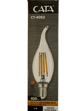 CATA CT-4062 4W LED FİLAMENT KIVRIK BUJİ AMPUL (GÜNIŞIĞI)(10 ADET)