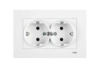 Viko Karre Beyaz İkili Topraklı Priz (10 ADET) ÇERÇEVE DAHİL