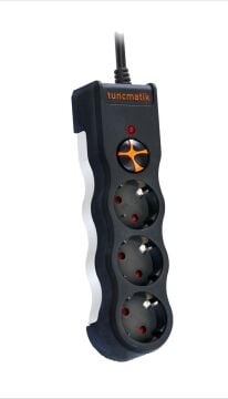 TUNCMATIK POWERSURGE 3-SURGE PROTECTION PLUG-1050 JOULE-BLACK WITH CABLE