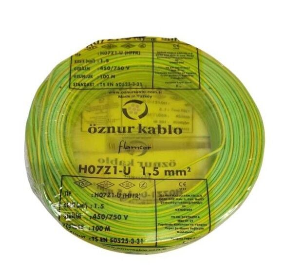 H07Z1-U (NYA) 1X1,5 SARI YEŞİL