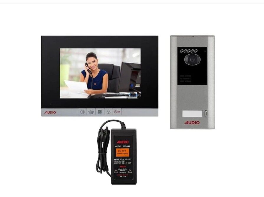 001464 Audio 7'' Siyah Mekanik Butonlu Görüntülü Villa Set