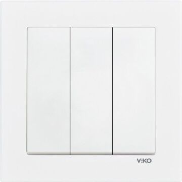 1 Adet VİKO KARRE BEYAZ ÜÇLÜ ANAHTAR (ÇERÇEVE DAHİL)