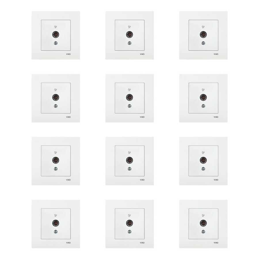 Viko Karre 12'li Beyaz Uydu Prizi F Konnektör - Sonlu Mekanizma (Çerçeve Dahil) 90967009-12