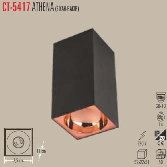 BERGAMA SIVA ÜSTÜ ARMATÜR (GU-10) SİYAH-BAKIR