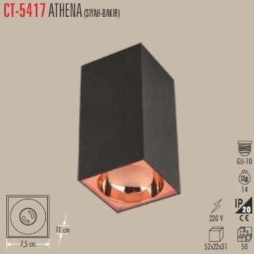 BERGAMA SIVA ÜSTÜ ARMATÜR (GU-10) SİYAH-BAKIR