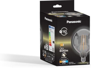 Panasonic E27 Dim Edilebilir Filaman G125 Lamba 7W 806LM 2700K Clear