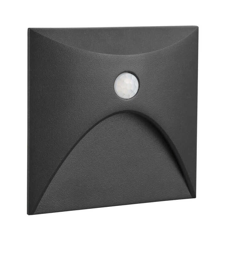 LW776 SİYAH Jupiter 3W Sensörlü LED Duvar Armatürü (3000K)