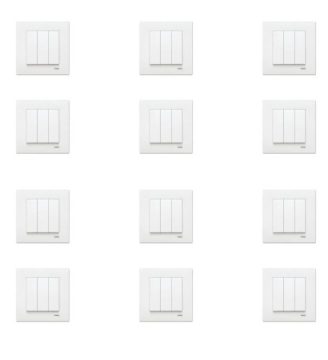 12 ADET KARRE BEYAZ ÜÇLÜ ANAHTAR (ÇERÇEVE DAHİL )