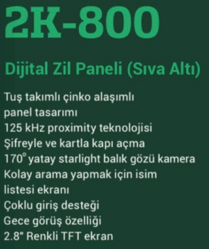 2K-800 PRATİKPLUS DİJİTAL ZİL PANELİ (SIVA ALTI)