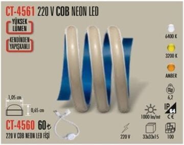 CT-4561 220V COB NEON LED (BEYAZ) (100 METRE)