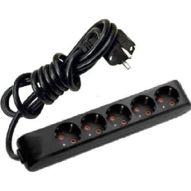 MULTİ-LET SİYAH BEŞLİ PRİZ TOP KABLOLU Ç.K. 5 MT