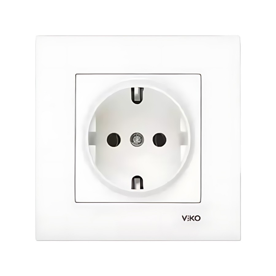 Viko Karre Beyaz Topraklı Priz Mekanizma (Çerçeve Dahil) 90967008