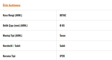 JH721 B Beyaz GU10 Duylu Sabit Kare Spot