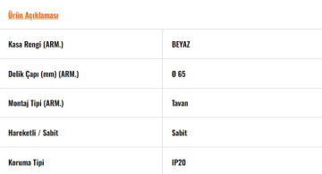 JH721 B Beyaz GU10 Duylu Sabit Kare Spot