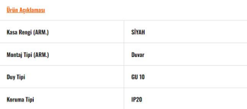 EV602 S Siyah 2xGU10 Duvar Aplik