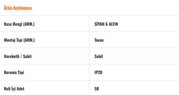 JC050 Tavan Armatürü SİYAH-GOLD