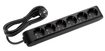 MULTİ-LET SİYAH ALTILI PRİZ TOP KABLOLU Ç.K. 3 MT