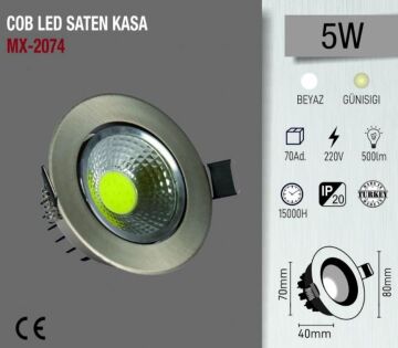 MAXLED 5 W Saten Kasa Sıva Altı Gün Işığı 3000k Cob Led Spot