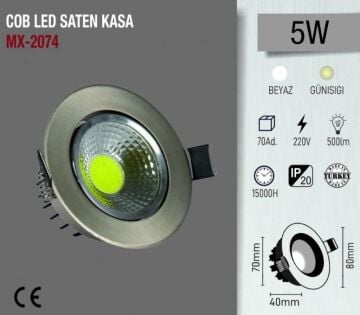 MAXLED  W Saten Kasa Sıva Altı  6500k Cob Led Spot