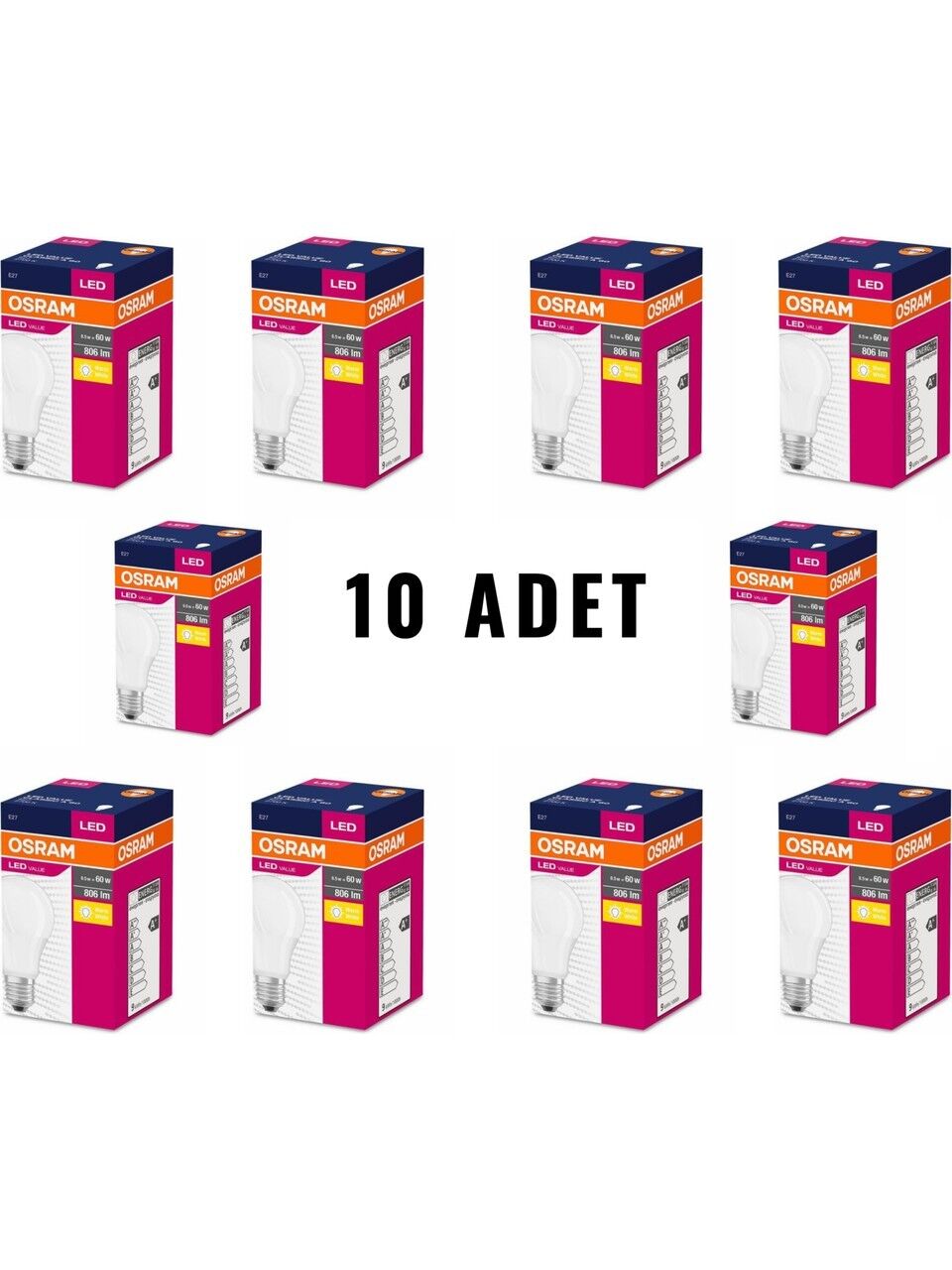 OSRAM 8,5W LED VALUE CLASSIC A 60 2700K 10 ADET