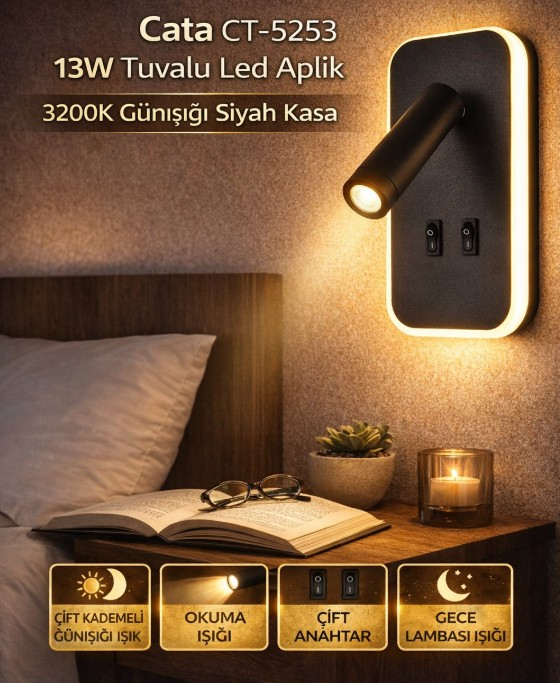CT-5253 13W TUVALU YATAK BAŞI APLİK GÜNIŞIĞI