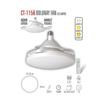 Cata CT-1156 Dolunay Fan Led Ampul (Hayalet Pervaneli)