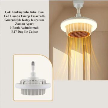 CT-1160 3 Renk Yanma Modlu Güneş Isıtıcılı Fan Led Ampul Aydınlatma