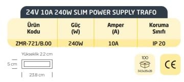 ZMR-721 24V 10A 240W SLIM POWER SUPPLY TRAFO