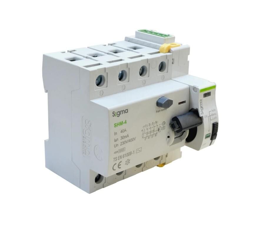 SİGMA Kaçak Akım Koruma Rölesi 4P 40A 30mA + SCRC03 Otomatik Yeniden Kurma Ünitesi