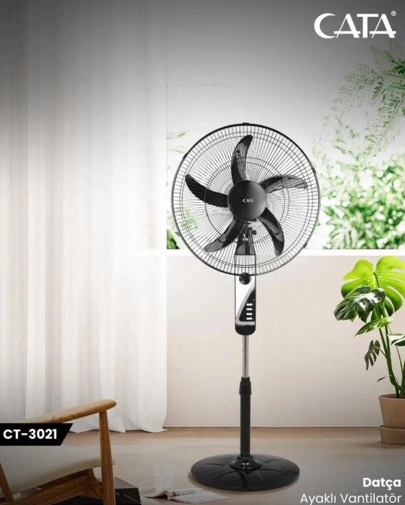 Cata Datça 5 Pervaneli 3 Kademeli Siyah Gövde Ayaklı Vantilatörü CT-3021