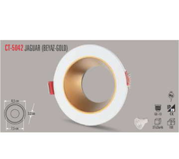 JAGUAR YUVARLAK SPOT ( BEYAZ-GOLD )(AMPUL HARİÇ)(5 ADET)